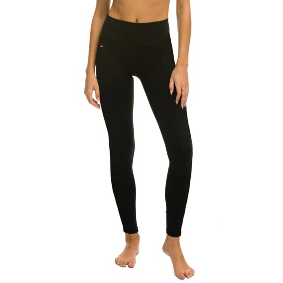 AVIATOR NATION FULL LENGTH HI-RISE BOLT LEGGINGS - BLACK - Picture 2 of 6